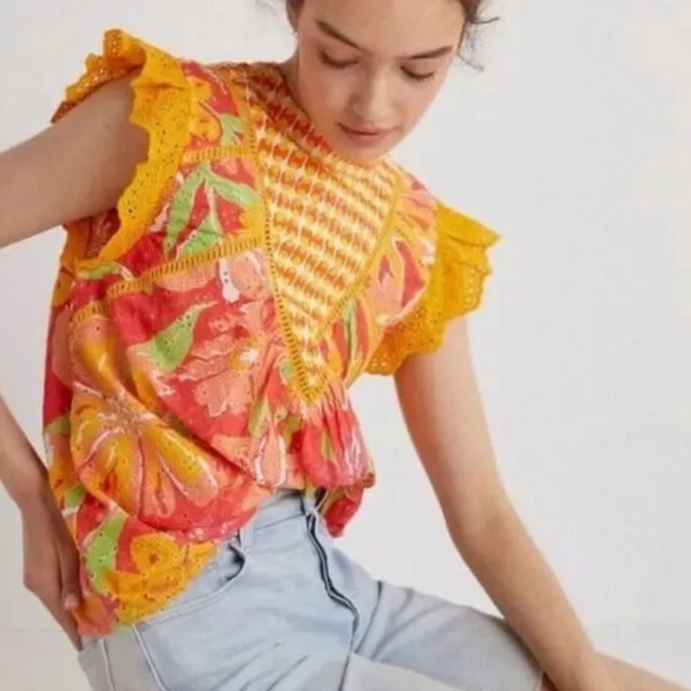 Anthropology, Verb pallavi singhee eyelet shirt, small (S), NWOT